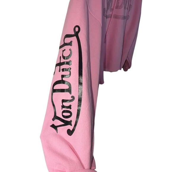 Von Dutch Light Pink Cropped Hoodie - Picture 3 of 4